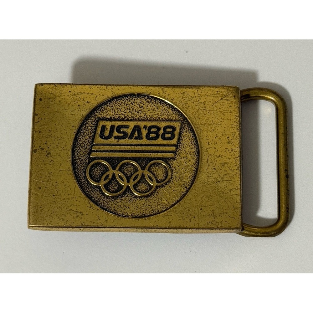 United States Olympic Sports 1988 Commemorative Vintage Solid Brass Belt Buckle‎
